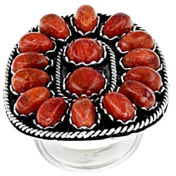 Huge SW REAL Red Coral in Platinum RH oxi-SS - Picture 3 of 5